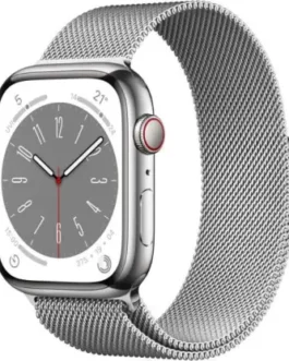 Apple Watch Series 8 GPS + Cellular with ECG app, Temperature sensor, Crash Detection  (Silver Milanese Strap, Regular)