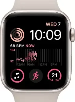 Apple Watch SE GPS + Cellular (2nd Gen) Heart Rate Monitor, Sleep and Health Tracker  (Starlight Sport Strap, 44mm)